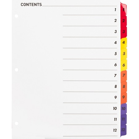 BUSINESS SOURCE Table of Content Quick Index Dividers Printed Tab(s), PK12 21903